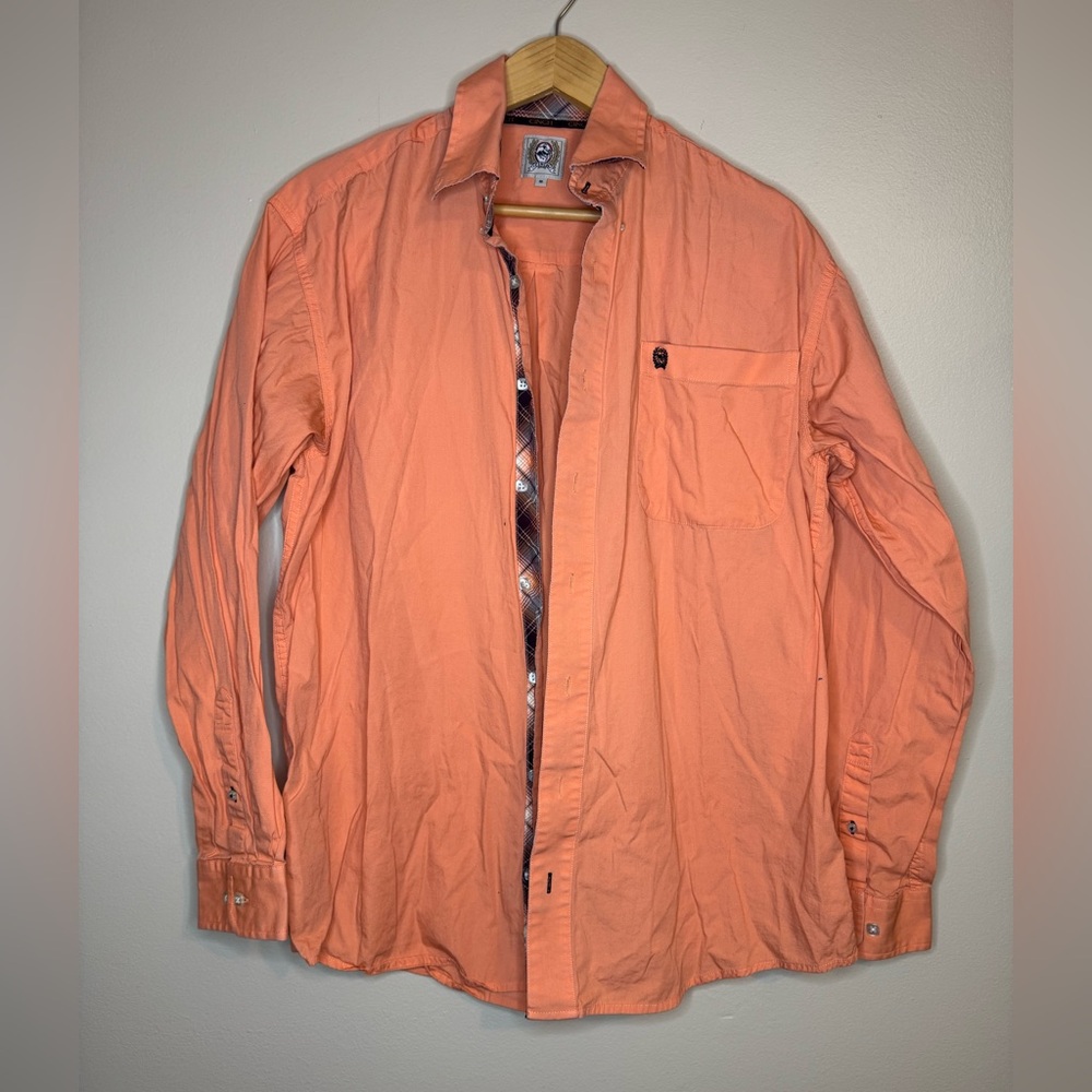 Cinch Western‎ Button Down Shirt Coral 100% Cotton Men's Small